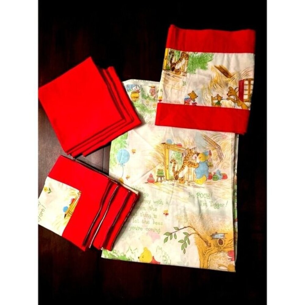 Charming Vintage Walt Disney Winnie the Pooh 80's Nursery Set Curtains & Bedding
